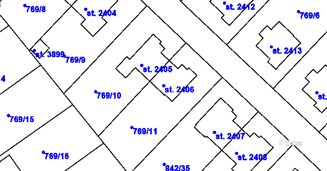 Parcela st. 2406 v KÚ Česká Třebová, Katastrální mapa
