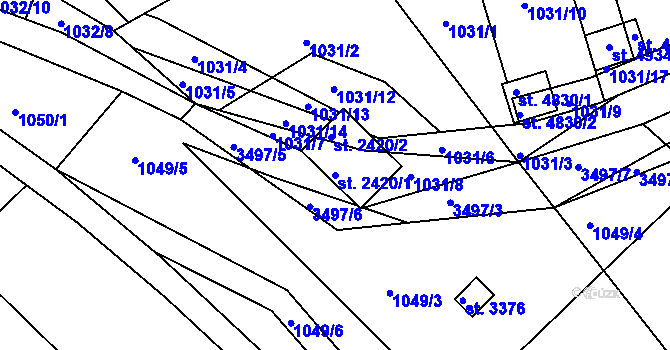 Parcela st. 2420/1 v KÚ Česká Třebová, Katastrální mapa