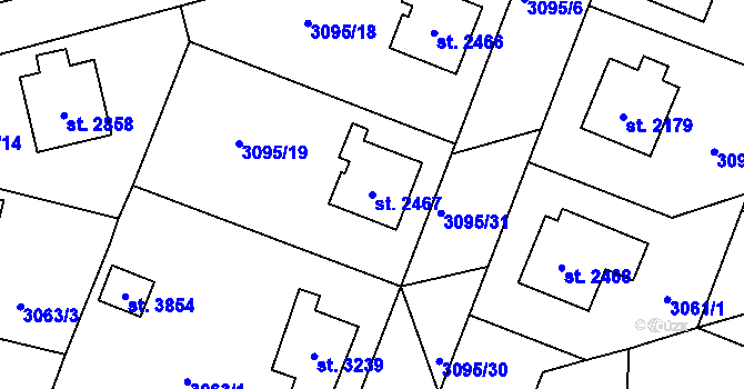 Parcela st. 2467 v KÚ Česká Třebová, Katastrální mapa