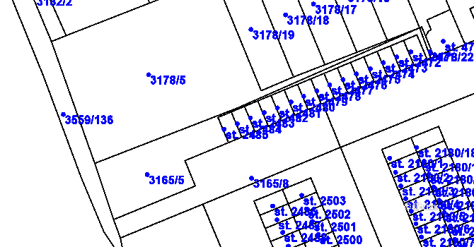 Parcela st. 2484 v KÚ Česká Třebová, Katastrální mapa