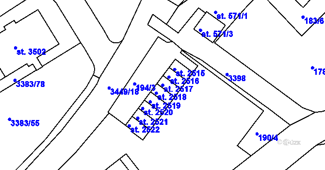 Parcela st. 2517 v KÚ Česká Třebová, Katastrální mapa