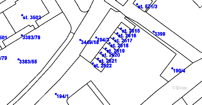 Parcela st. 2520 v KÚ Česká Třebová, Katastrální mapa