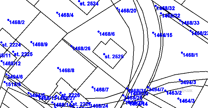 Parcela st. 2525 v KÚ Česká Třebová, Katastrální mapa
