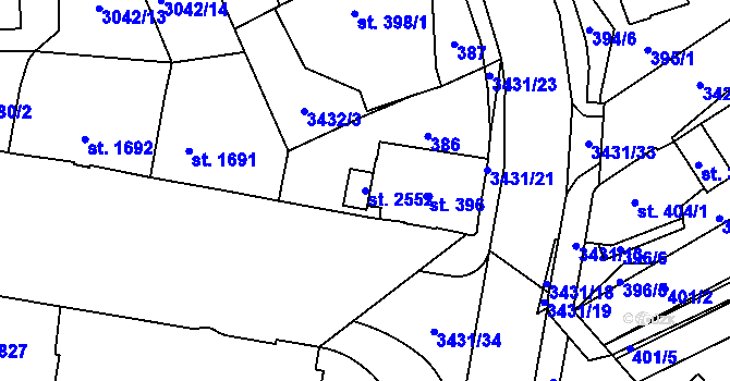 Parcela st. 2552 v KÚ Česká Třebová, Katastrální mapa
