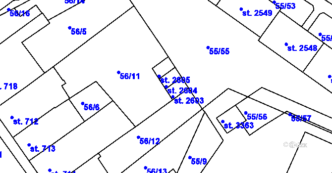 Parcela st. 2604 v KÚ Česká Třebová, Katastrální mapa