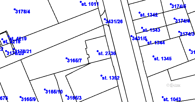 Parcela st. 2736 v KÚ Česká Třebová, Katastrální mapa
