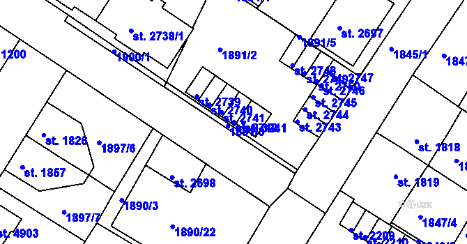 Parcela st. 2742 v KÚ Česká Třebová, Katastrální mapa
