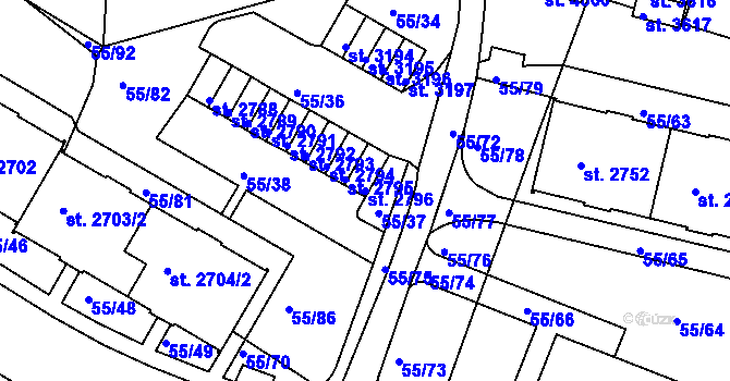 Parcela st. 2796 v KÚ Česká Třebová, Katastrální mapa