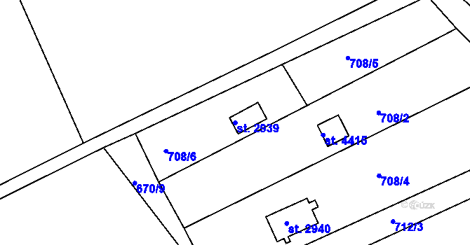 Parcela st. 2939 v KÚ Česká Třebová, Katastrální mapa