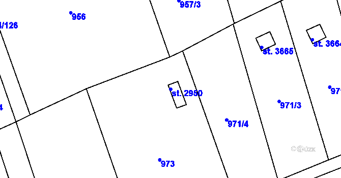 Parcela st. 2950 v KÚ Česká Třebová, Katastrální mapa