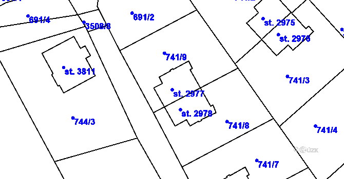Parcela st. 2977 v KÚ Česká Třebová, Katastrální mapa