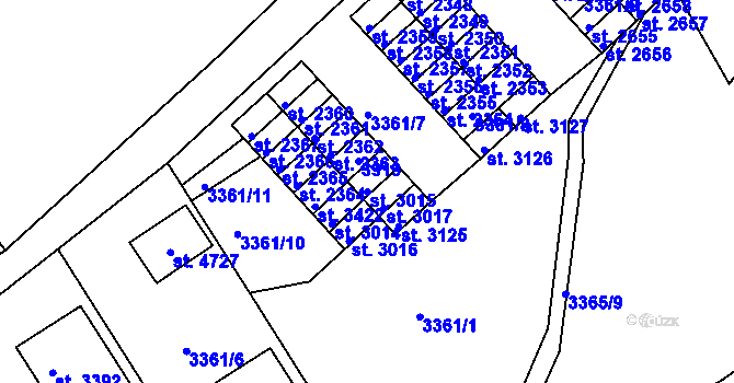 Parcela st. 3015 v KÚ Česká Třebová, Katastrální mapa