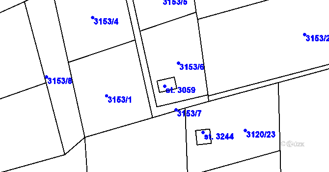 Parcela st. 3059 v KÚ Česká Třebová, Katastrální mapa