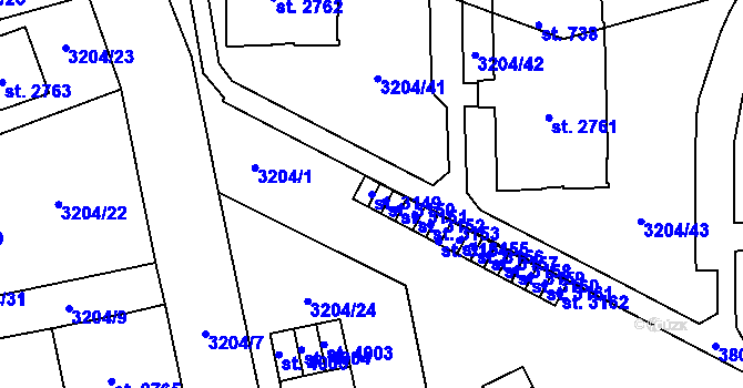 Parcela st. 3149 v KÚ Česká Třebová, Katastrální mapa