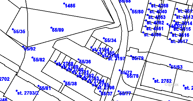 Parcela st. 3195 v KÚ Česká Třebová, Katastrální mapa
