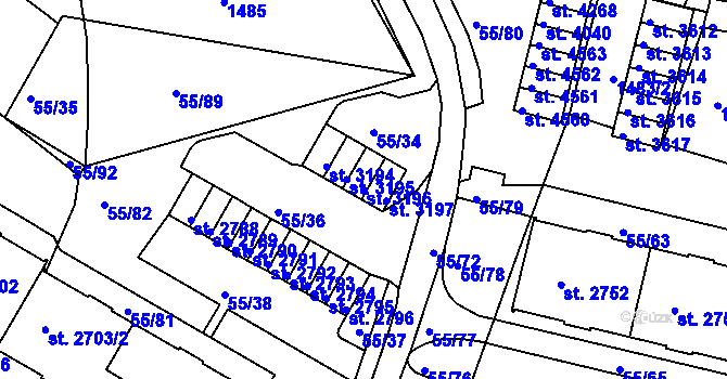 Parcela st. 3196 v KÚ Česká Třebová, Katastrální mapa