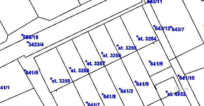 Parcela st. 3256 v KÚ Česká Třebová, Katastrální mapa