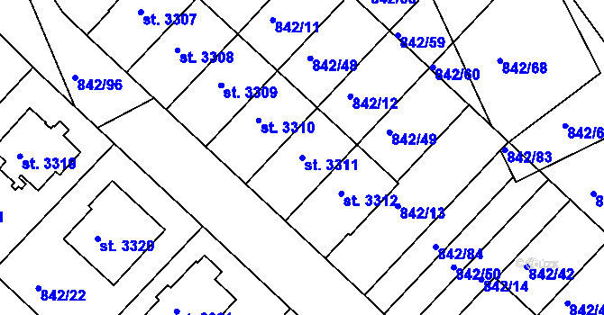 Parcela st. 3311 v KÚ Česká Třebová, Katastrální mapa