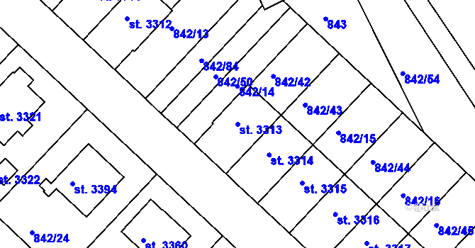 Parcela st. 3313 v KÚ Česká Třebová, Katastrální mapa