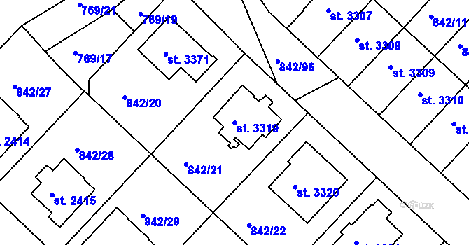 Parcela st. 3319 v KÚ Česká Třebová, Katastrální mapa