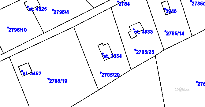 Parcela st. 3334 v KÚ Česká Třebová, Katastrální mapa