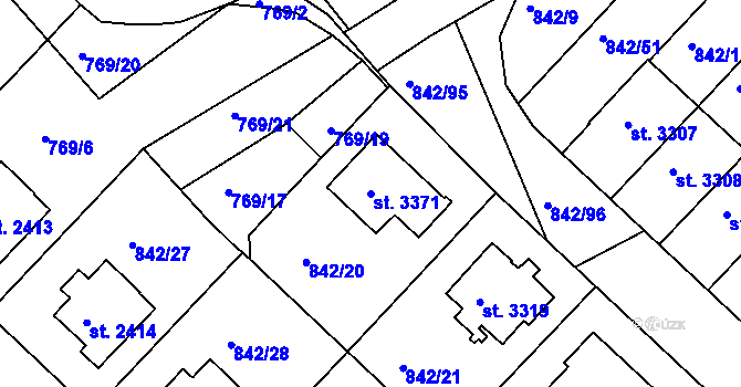 Parcela st. 3371 v KÚ Česká Třebová, Katastrální mapa
