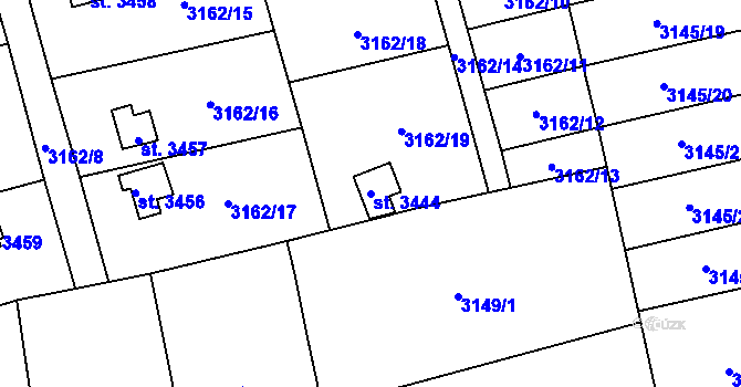 Parcela st. 3444 v KÚ Česká Třebová, Katastrální mapa