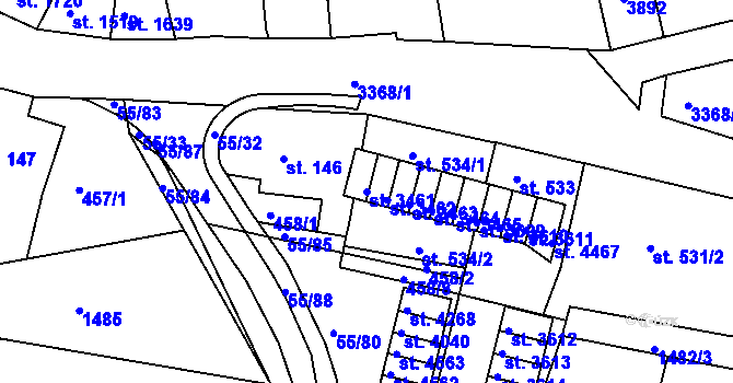 Parcela st. 3461 v KÚ Česká Třebová, Katastrální mapa