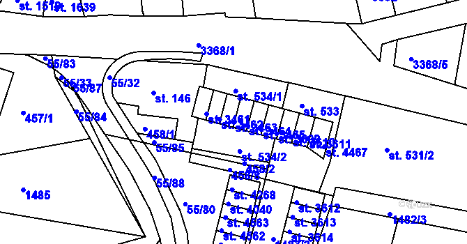 Parcela st. 3463 v KÚ Česká Třebová, Katastrální mapa