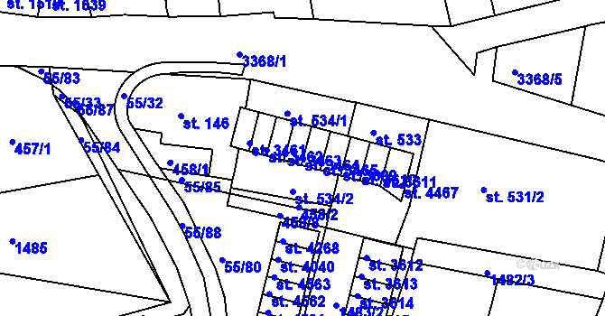 Parcela st. 3464 v KÚ Česká Třebová, Katastrální mapa