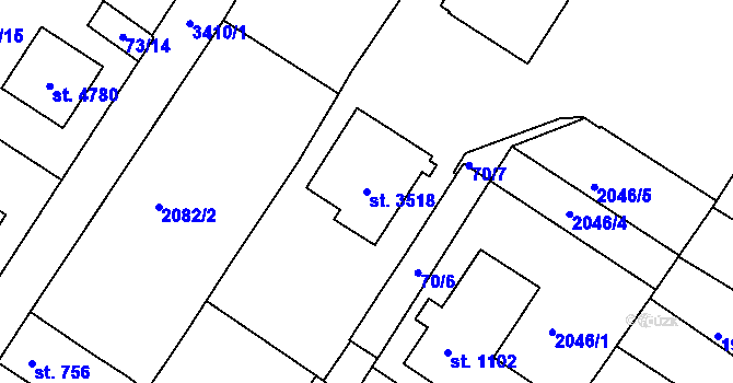 Parcela st. 3518 v KÚ Česká Třebová, Katastrální mapa