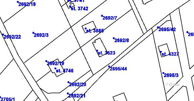 Parcela st. 3523 v KÚ Česká Třebová, Katastrální mapa