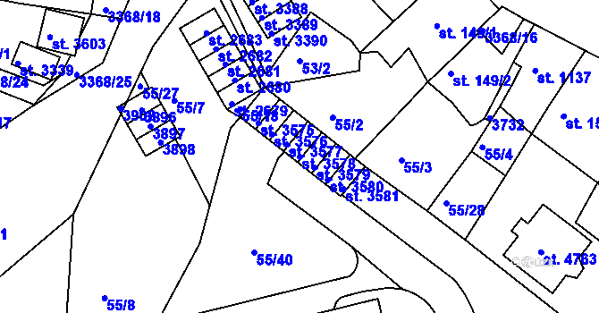 Parcela st. 3578 v KÚ Česká Třebová, Katastrální mapa