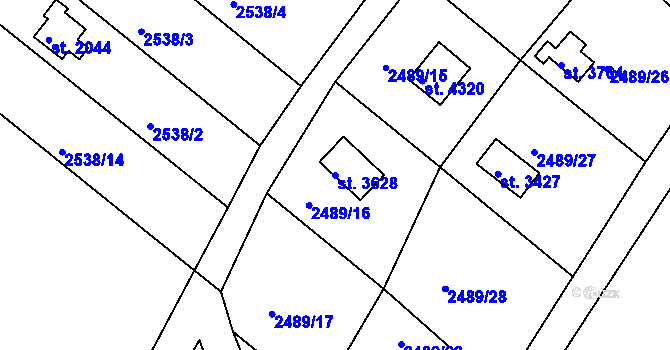 Parcela st. 3628 v KÚ Česká Třebová, Katastrální mapa