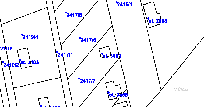 Parcela st. 3691 v KÚ Česká Třebová, Katastrální mapa