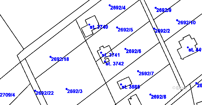 Parcela st. 3741 v KÚ Česká Třebová, Katastrální mapa
