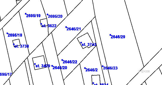 Parcela st. 3743 v KÚ Česká Třebová, Katastrální mapa