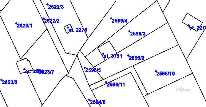 Parcela st. 3751 v KÚ Česká Třebová, Katastrální mapa