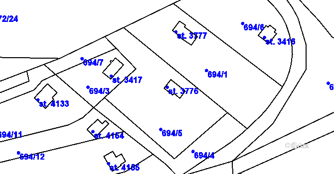 Parcela st. 3776 v KÚ Česká Třebová, Katastrální mapa