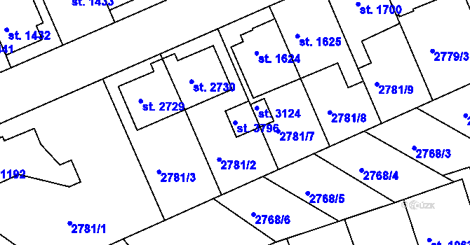 Parcela st. 3796 v KÚ Česká Třebová, Katastrální mapa