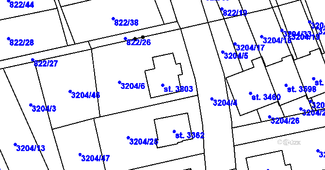 Parcela st. 3803 v KÚ Česká Třebová, Katastrální mapa