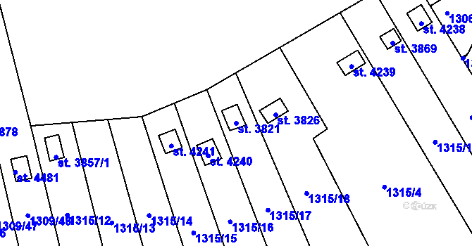 Parcela st. 3821 v KÚ Česká Třebová, Katastrální mapa