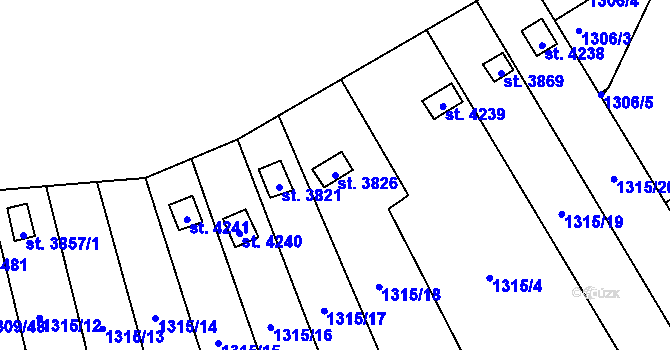 Parcela st. 3826 v KÚ Česká Třebová, Katastrální mapa