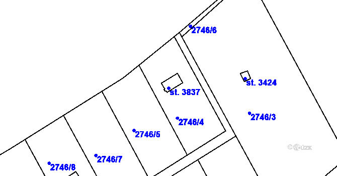 Parcela st. 3837 v KÚ Česká Třebová, Katastrální mapa