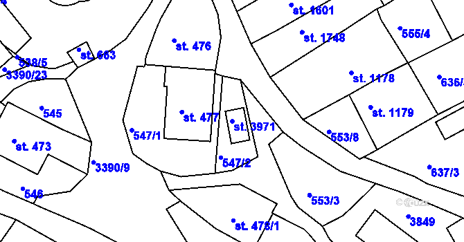 Parcela st. 3971 v KÚ Česká Třebová, Katastrální mapa