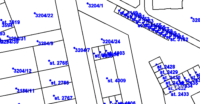 Parcela st. 4004 v KÚ Česká Třebová, Katastrální mapa
