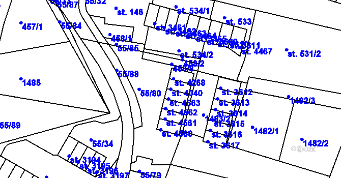 Parcela st. 4040 v KÚ Česká Třebová, Katastrální mapa