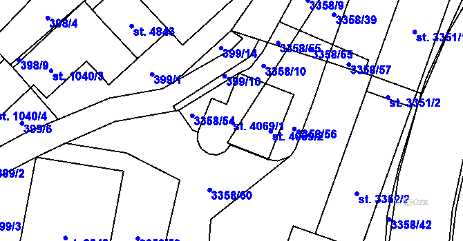 Parcela st. 4069/1 v KÚ Česká Třebová, Katastrální mapa
