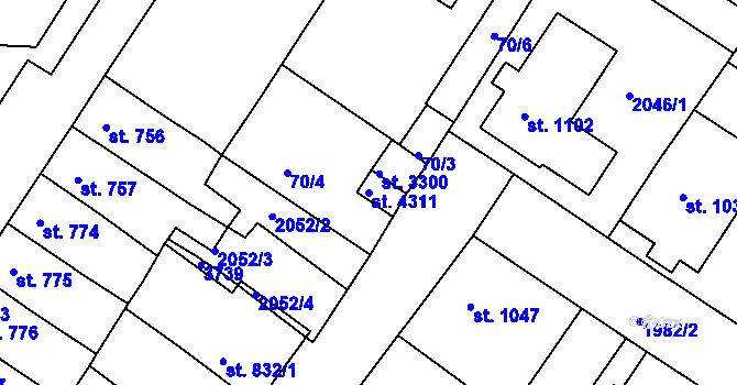 Parcela st. 4311 v KÚ Česká Třebová, Katastrální mapa