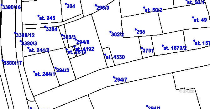 Parcela st. 4330 v KÚ Česká Třebová, Katastrální mapa
